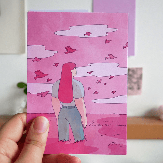 Illustration A6 - Campagne rose