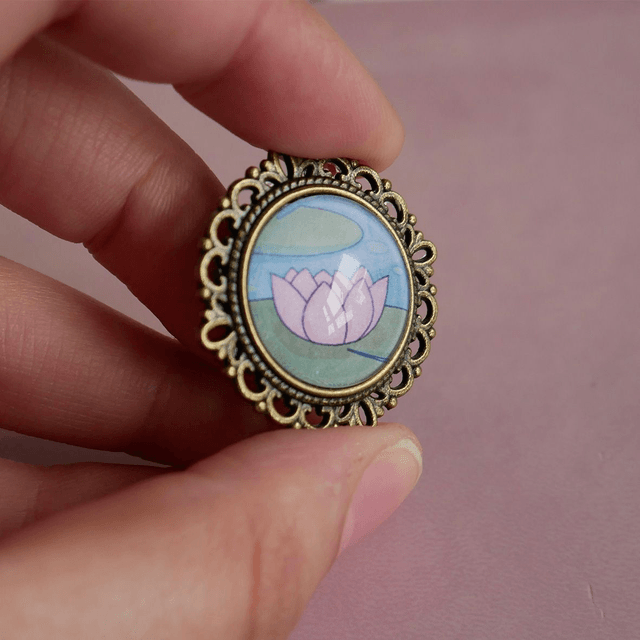 Broche ronde - Nénuphar