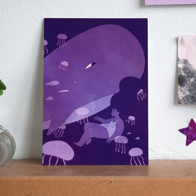 Illustration A6 - Baleine violette