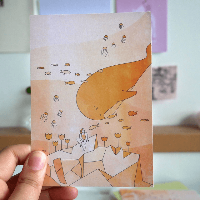 Illustration A6 - Baleine jaune