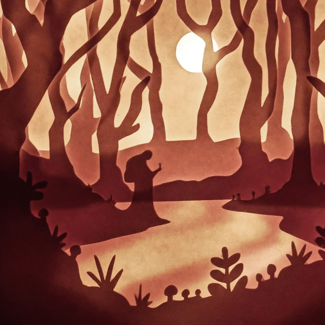 Veilleuse en papier découpé - Forêt